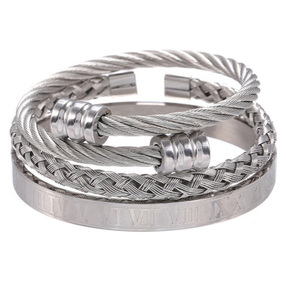 Punk bracelet made of titanium steel in Roman style, creative design