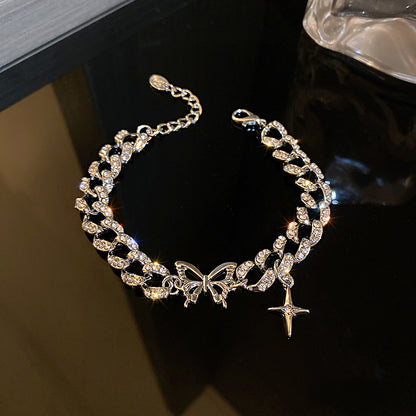 Butterfly cross bracelet in a trendy design, elegant style
