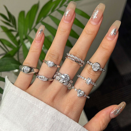 Eingelegter Hochzeitsring mit geometrischem Herzdesign, Damenschmuck