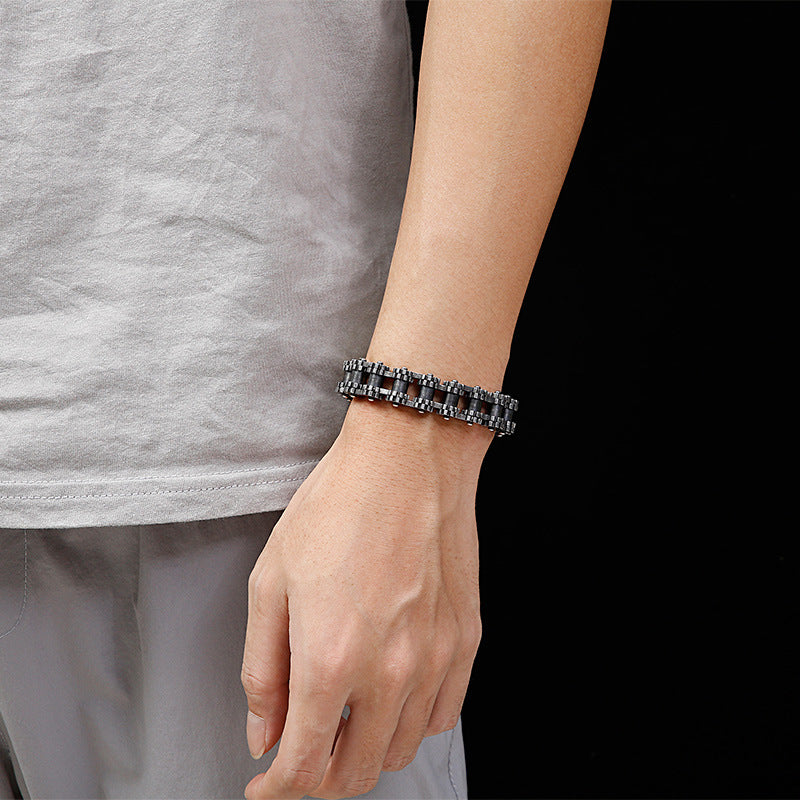 Titanstahl Motorrad Armband Herren Retro Statement
