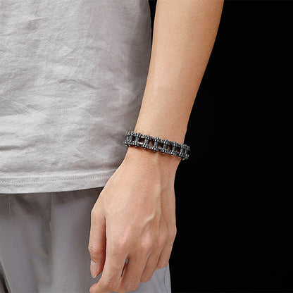 Titanstahl Motorrad Armband Herren Retro Statement