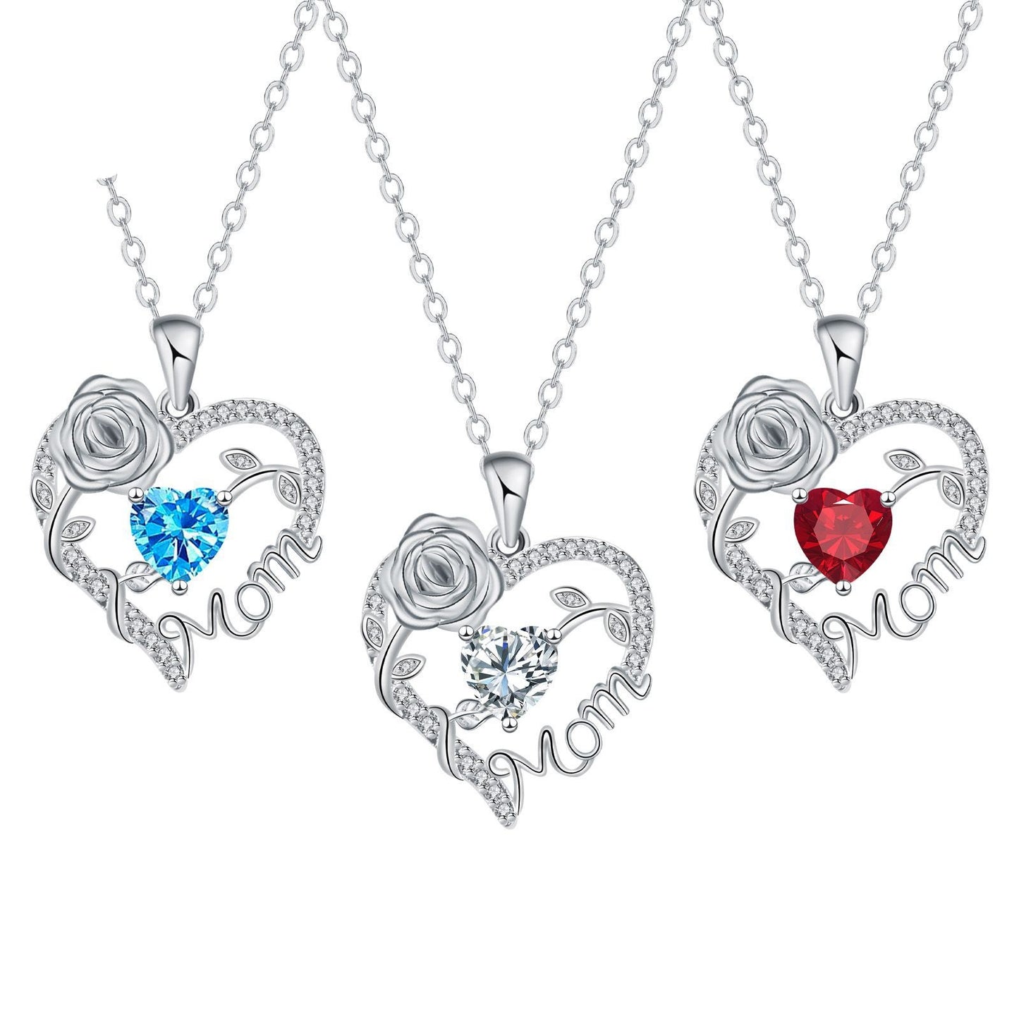 Elegante Halskette mit herzförmigem Rosen-Anhänger