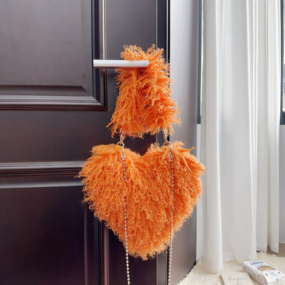 Damenhandtasche aus Wolle mit Kettenriemen