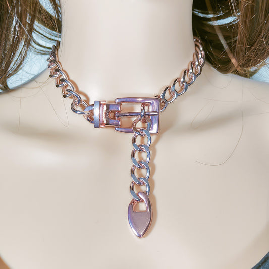 Retro-Halskette mit Gürtelschnallen-Anhänger, auffälliges Design