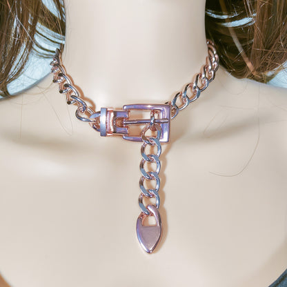 Retro-Halskette mit Gürtelschnallen-Anhänger, auffälliges Design