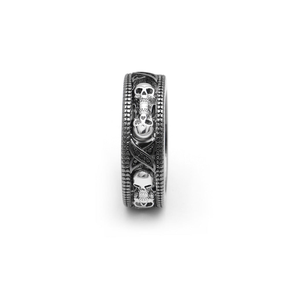 Men's ring with punk elements in a two-tone design made of precious metal (Shantou style)