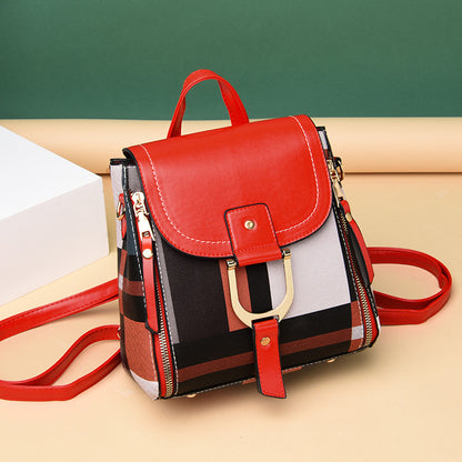 Damen-Rucksack mit Karomuster, Schul- und Reiserucksack für Mädchen