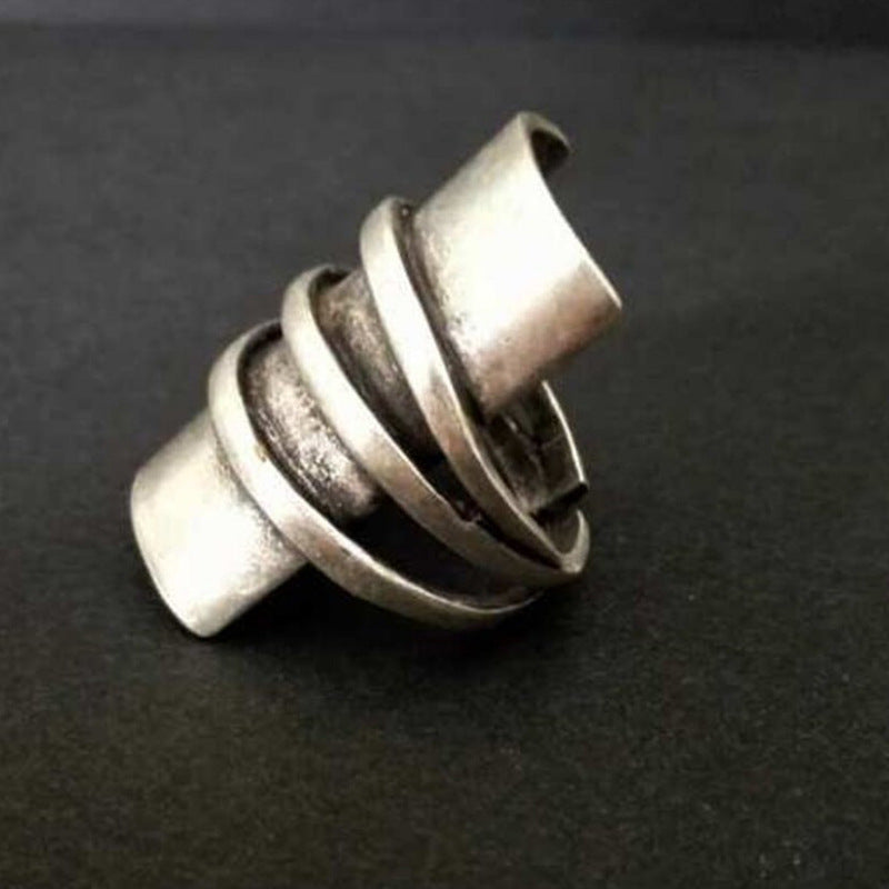 Retro-Ring mit übergroßem Kreis, individueller ethnischer Stil, geometrisches Design