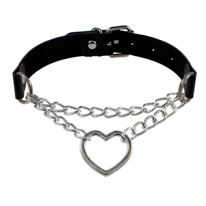 Modischer Damen-Choker mit herzförmigem Lederanhänger und Kette