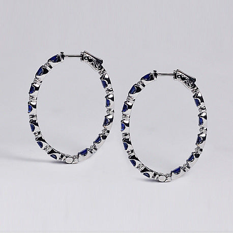Fashionable large women's hoop earrings in European and American style made of copper with zircon