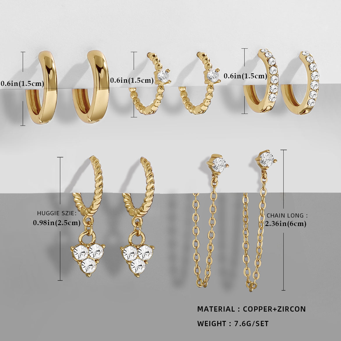 Trendy alloy earring set with individual design and elegant style