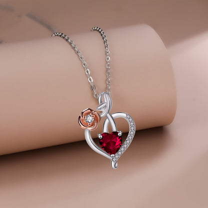 Damen-Halskette mit Rosen-Herz-Anhänger