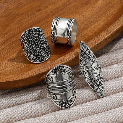 Wide retro thumb ring in punk and hip-hop style, engraved, with a striking design