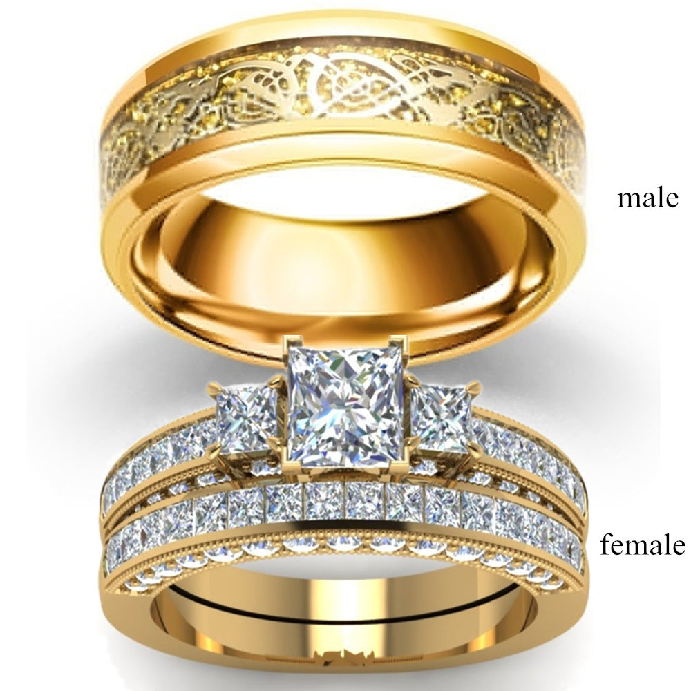 Kristall-Diamantring im europäischen und amerikanischen Trendstil, Damen- und Partnerring, modischer Paarschmuck
