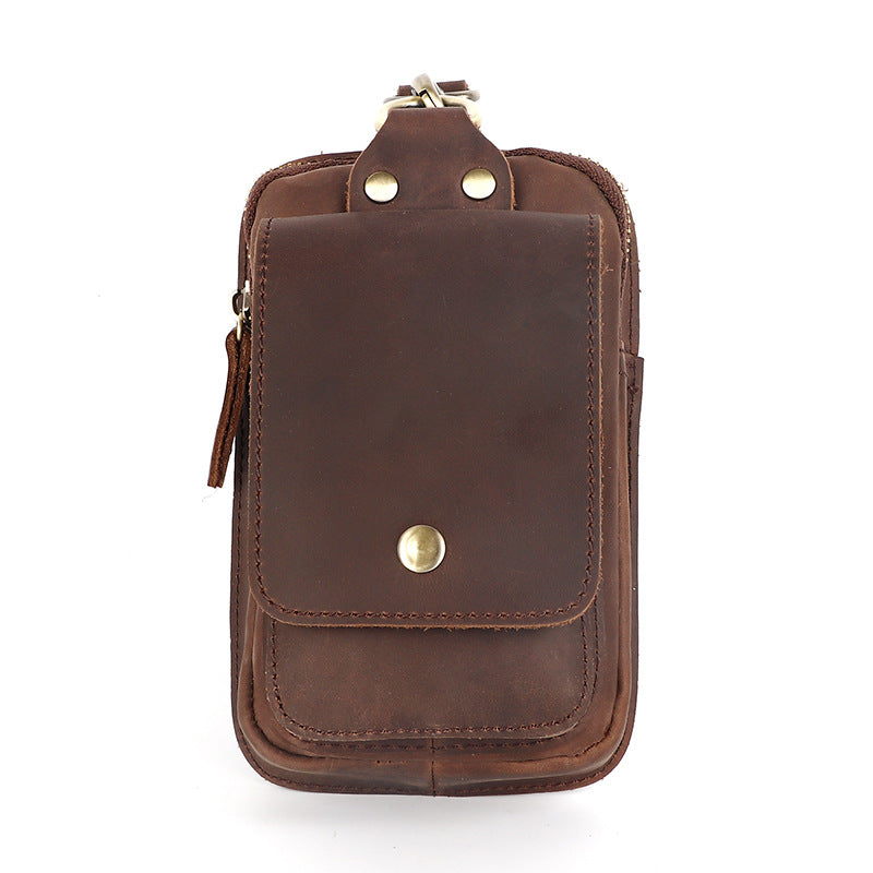 Herren-Gürteltasche aus Crazy-Horse-Leder aus Rindsleder (erste Schicht), Handy-Tasche für den Hosenbund