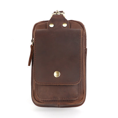 Herren-Gürteltasche aus Crazy-Horse-Leder aus Rindsleder (erste Schicht), Handy-Tasche für den Hosenbund