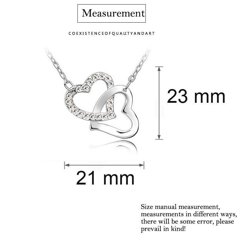 Damen-Halskette mit doppeltem Herzanhänger