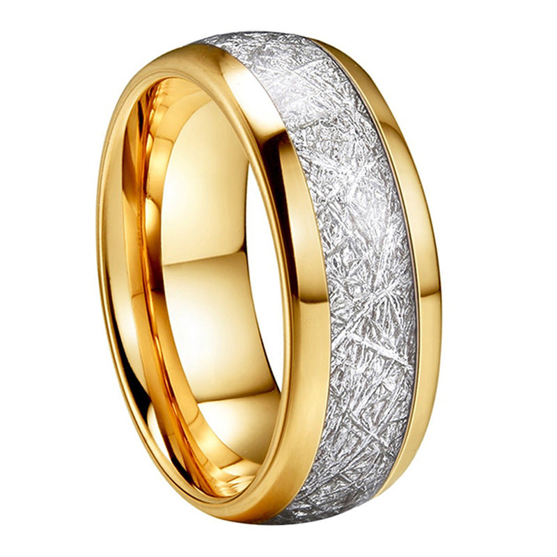 Partner ring made of stainless steel with carbon fiber inlay, men's ring with simple anti-stone inlay