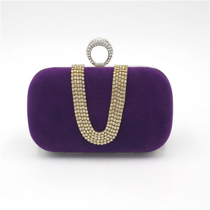Velvet evening bag with gemstones, elegant clutch for women, bridal and evening bag
