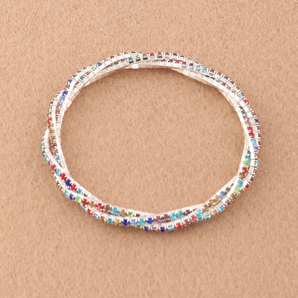 Dreireihiges Strass-Armband mit Kreuzmotiv für Mädchen