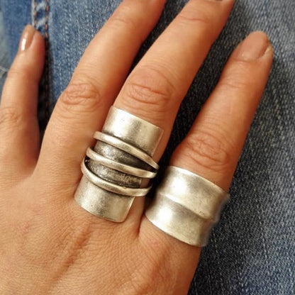 Retro-Ring mit übergroßem Kreis, individueller ethnischer Stil, geometrisches Design