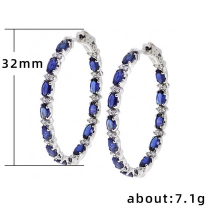 Fashionable large women's hoop earrings in European and American style made of copper with zircon