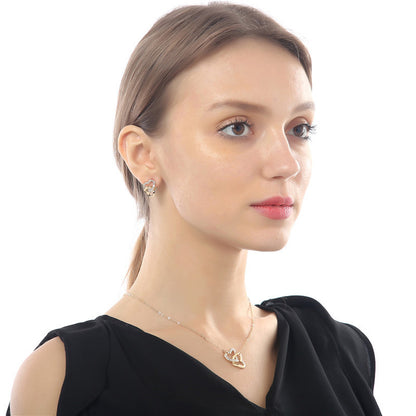 Damen-Halskette mit doppeltem Herzanhänger