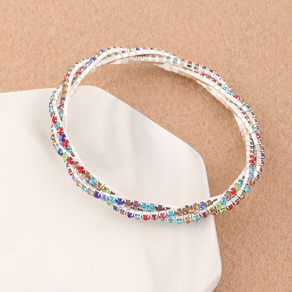 Dreireihiges Strass-Armband mit Kreuzmotiv für Mädchen