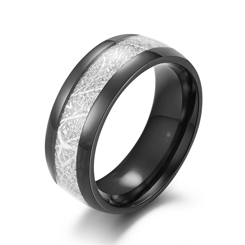 Partner ring made of stainless steel with carbon fiber inlay, men's ring with simple anti-stone inlay