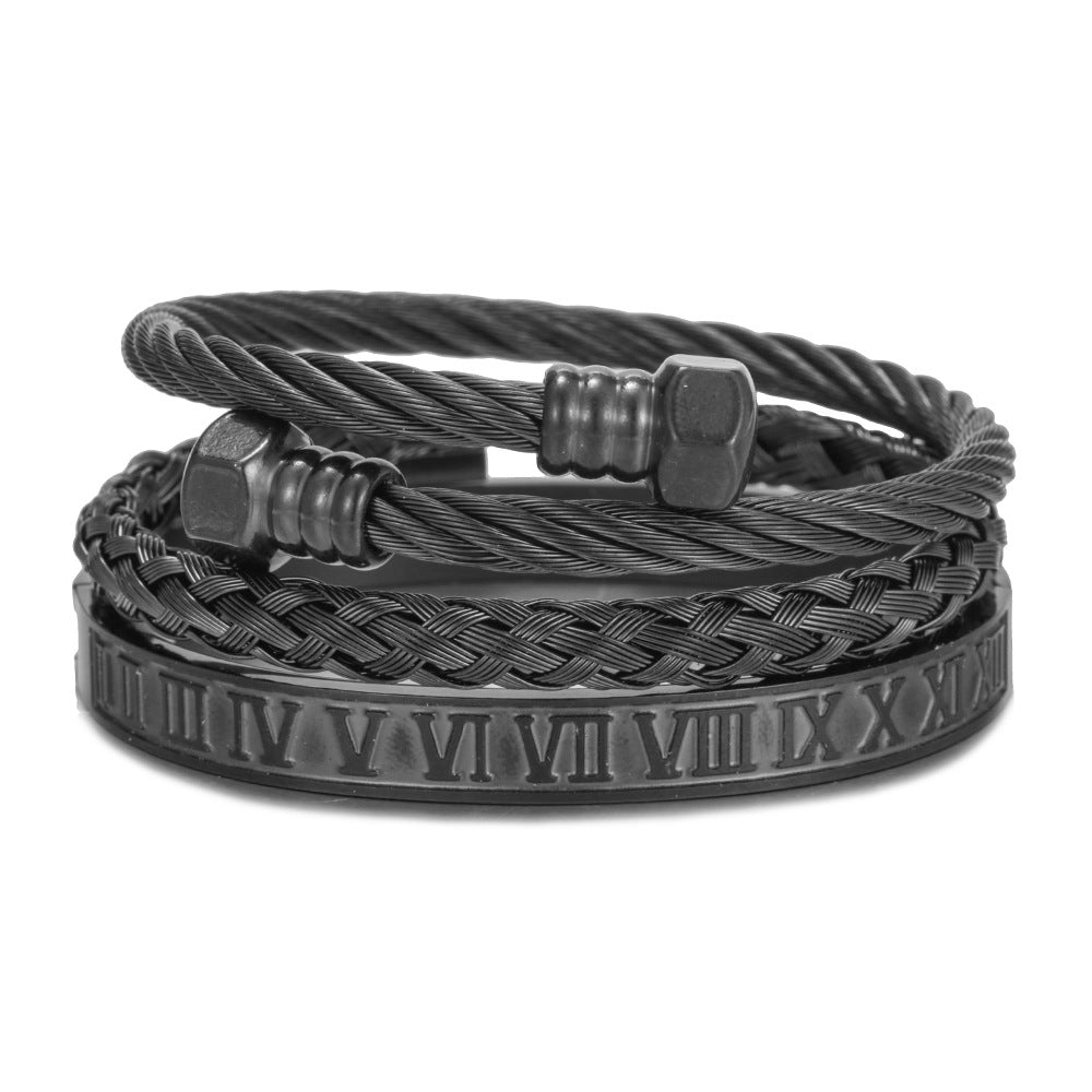 Punk bracelet made of titanium steel in Roman style, creative design