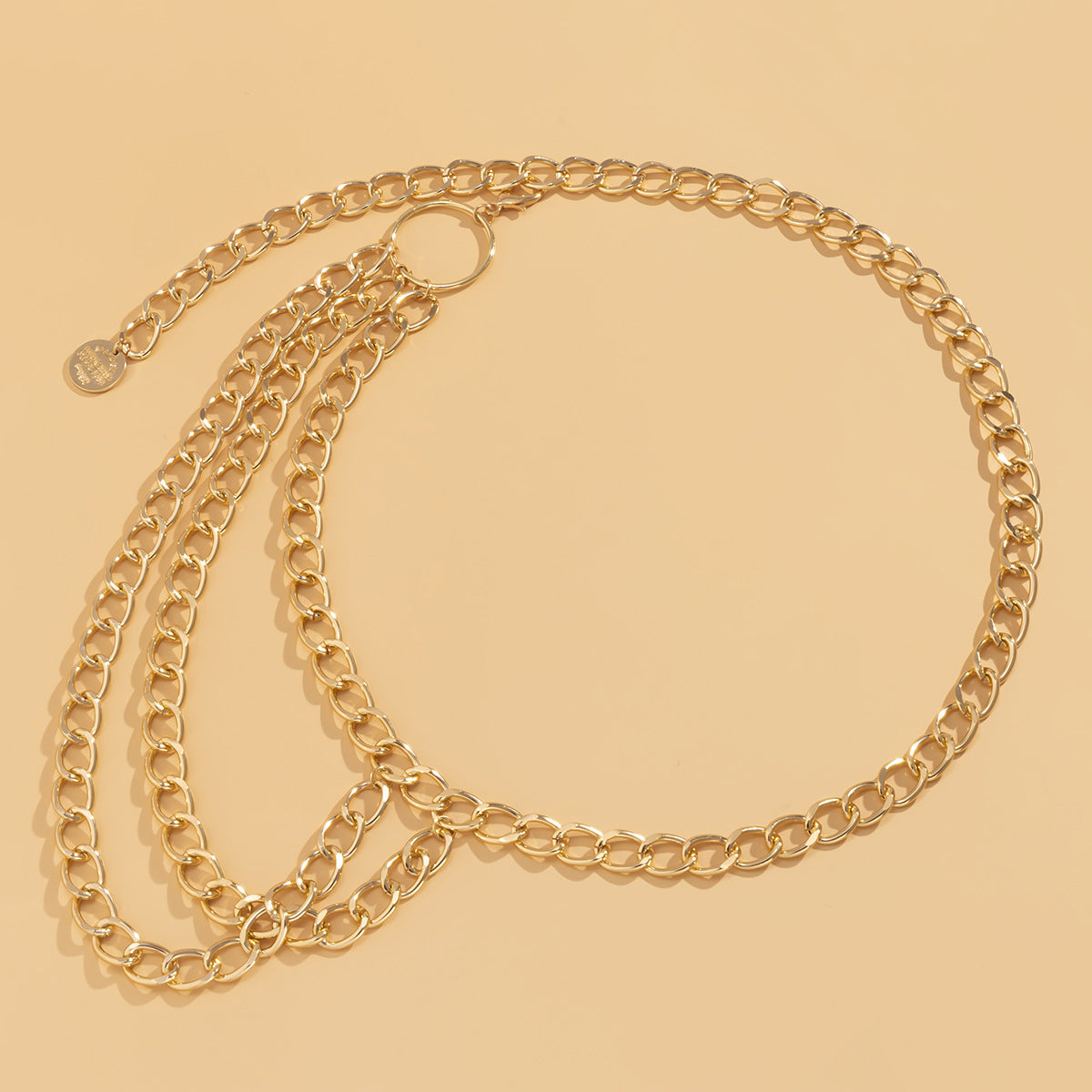 Multi-layered punk hip-hop waist necklace with tassels for women