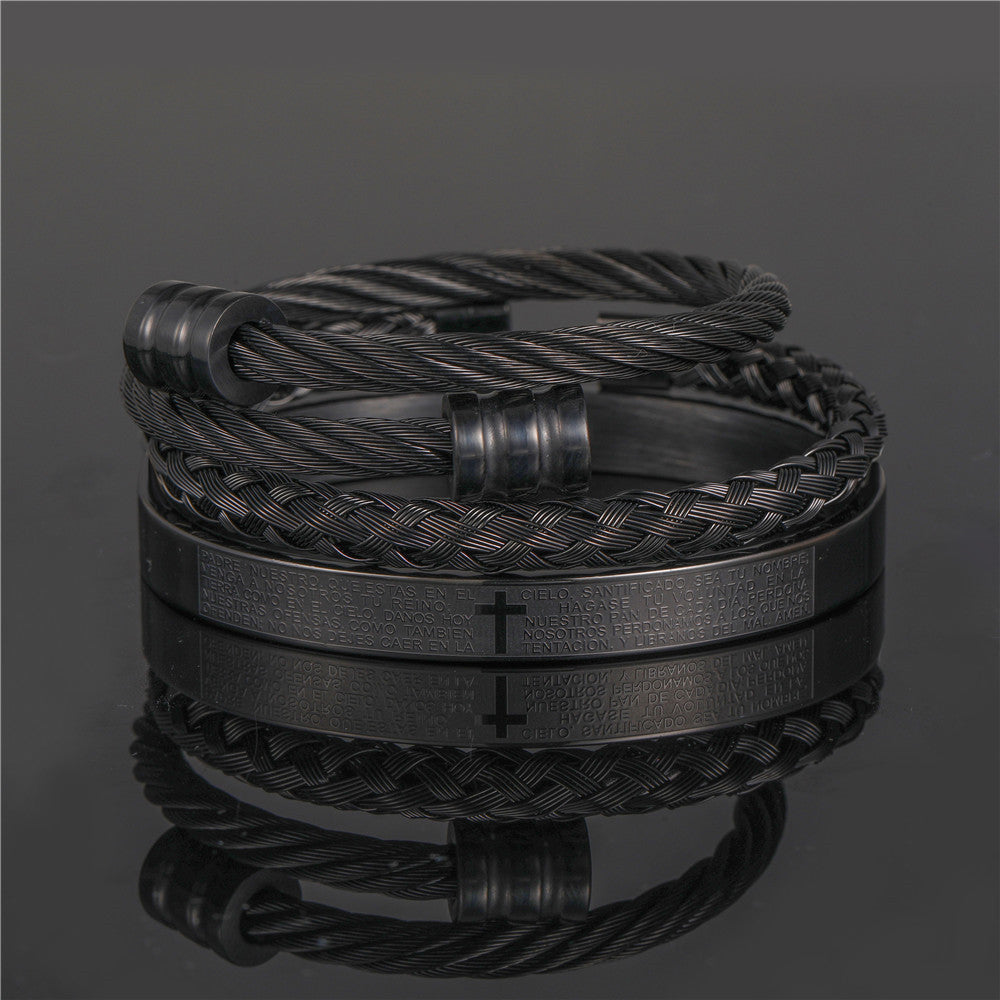 Punk bracelet made of titanium steel in Roman style, creative design