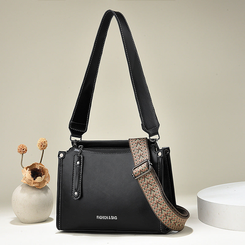 Modische Damen-Crossbody- und Schultertasche im Western-Stil, kleine quadratische Bucket-Bag