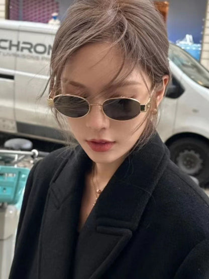 Ovale Damen Sonnenbrille Metall Vintage Statement