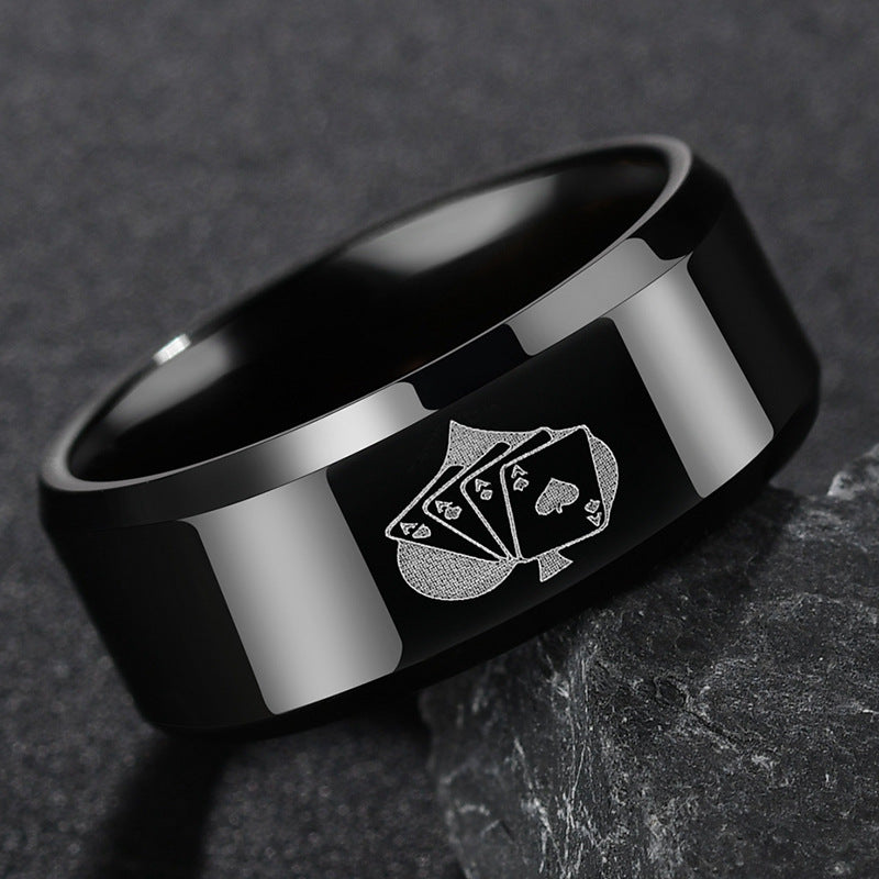 Simple men's ring made of stainless steel in hip-hop style, fashionable wholesale jewelry