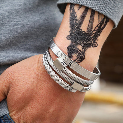 Punk bracelet made of titanium steel in Roman style, creative design