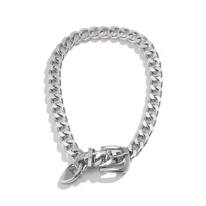 Retro-Halskette mit Gürtelschnallen-Anhänger, auffälliges Design