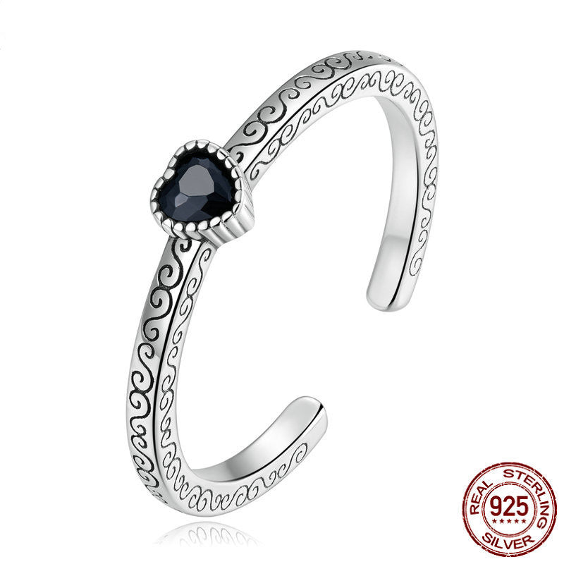 Vintage jewelry set with black zirconia ring and matching earrings