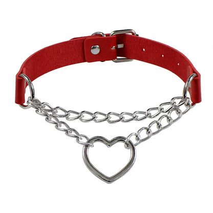 Modischer Damen-Choker mit herzförmigem Lederanhänger und Kette