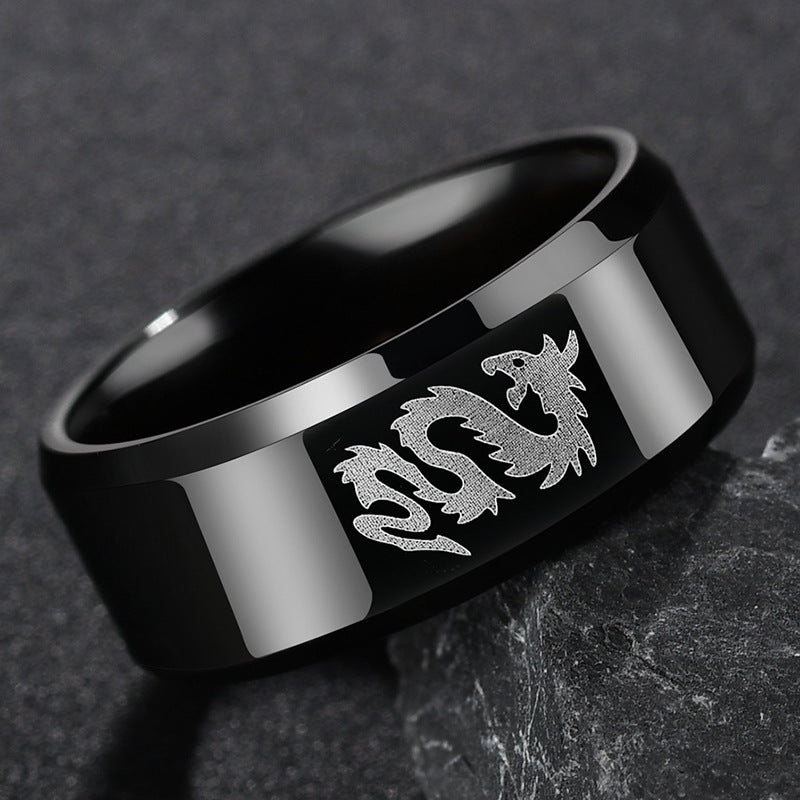 Simple men's ring made of stainless steel in hip-hop style, fashionable wholesale jewelry