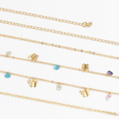 Schlichte Damen-Taillenkette mit Schmetterling und Herz, Kristallquasten