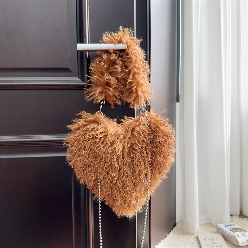 Damenhandtasche aus Wolle mit Kettenriemen