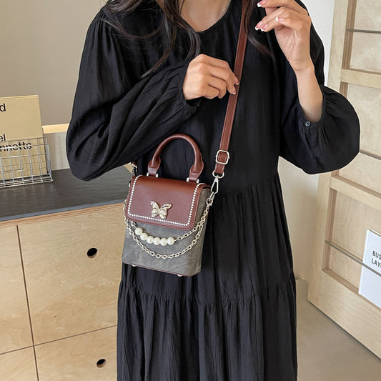 Schlichte Damen-Crossbody-Minitasche im Hochformat, tragbar, Münzgeldbörse