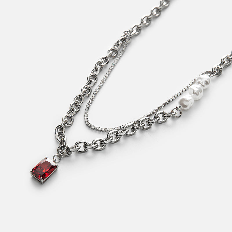 Mehrlagige Herren-Halskette aus Titanstahl