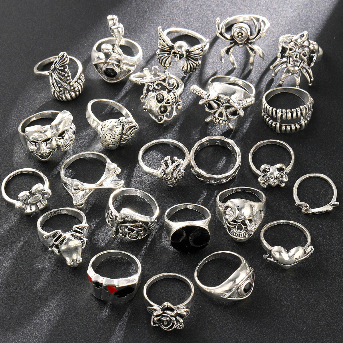24-teiliges Punk-Ring-Set