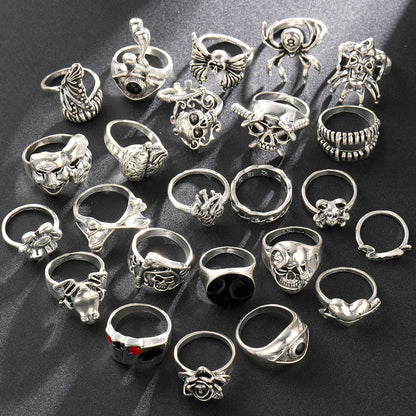 24-teiliges Punk-Ring-Set