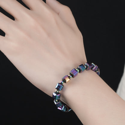 Hämatit-Armband mit bunten Magneten, schlichtes Alltagsarmband