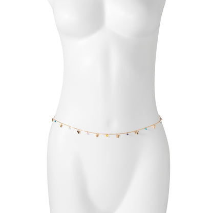 Schlichte Damen-Taillenkette mit Schmetterling und Herz, Kristallquasten