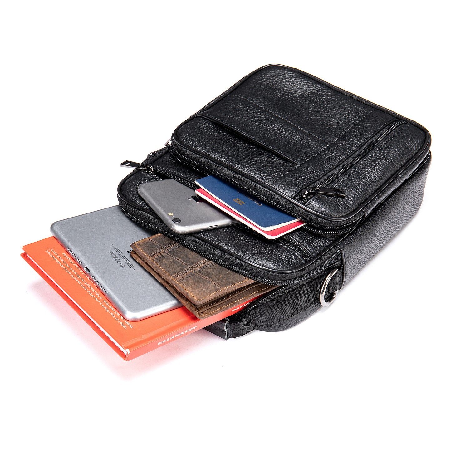 Vintage-Umhängetasche aus Rindsleder für Herren