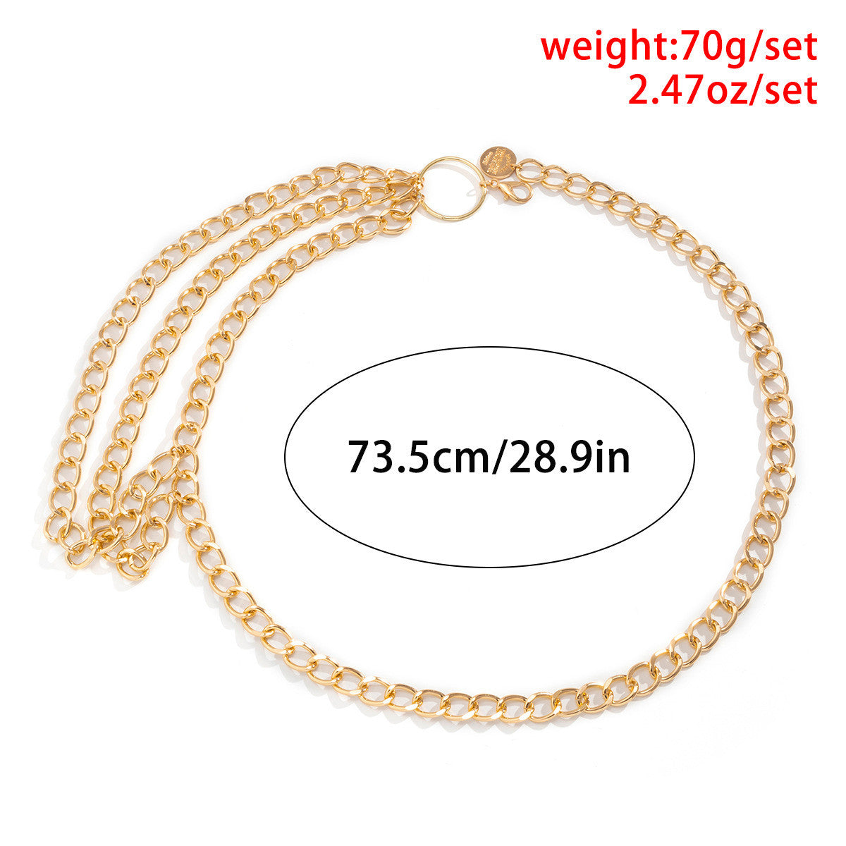 Multi-layered punk hip-hop waist necklace with tassels for women